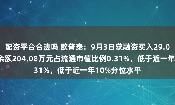 配资平台合法吗 欧普泰：9月3日获融资买入29.05万元，融资余额204.08万元占流通市值比例0.31%，低于近一年10%分位水平